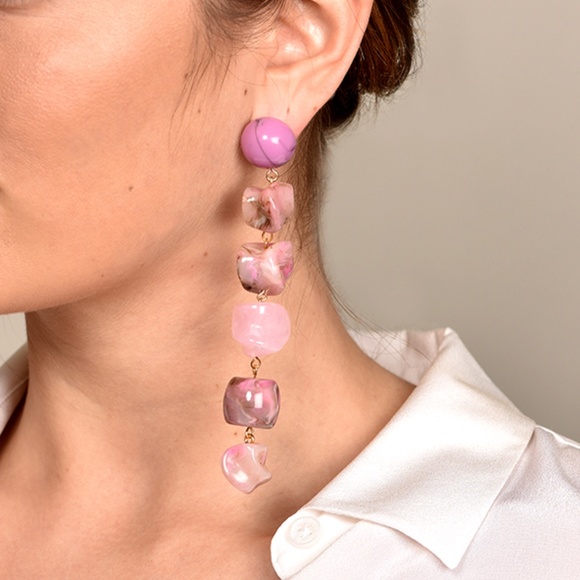Cult Gaia Acrylic Stones Pink Multi Leo Earings for pierced ears - Picture 9 of 9